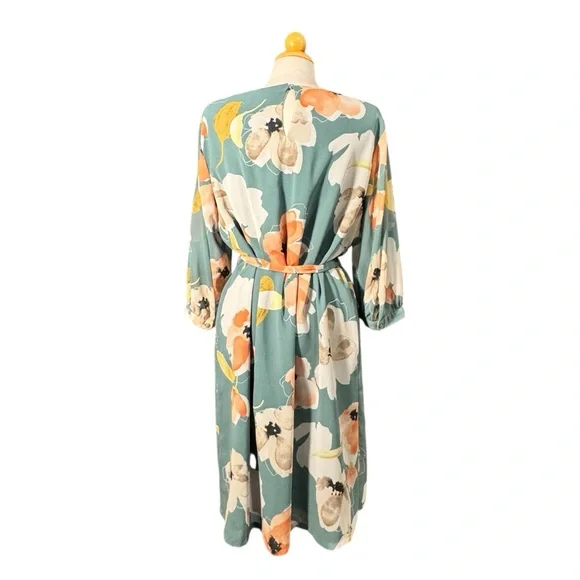 Ava & Viv Floral Midi Dress - Teal and Orange - Picture 2 of 10